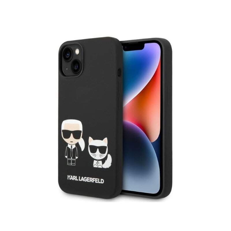 Husa Karl Lagerfeld iPhone 14 Plus Silicone Liquid MagSafe, Karl&Choupette, negru, KLHMP14MSSKCK