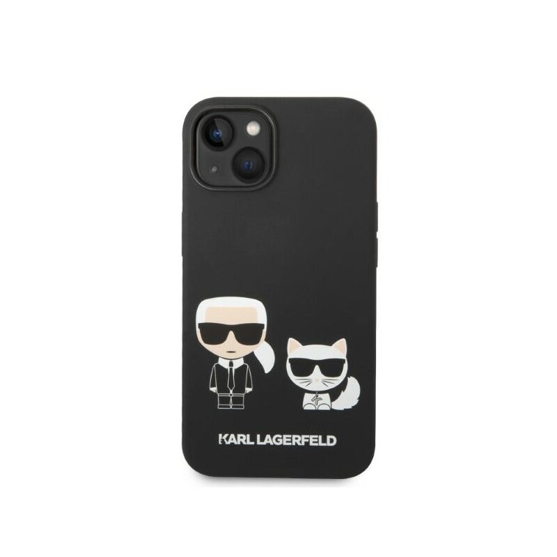 Husa Karl Lagerfeld iPhone 14 Plus Silicone Liquid MagSafe, Karl&Choupette, negru, KLHMP14MSSKCK