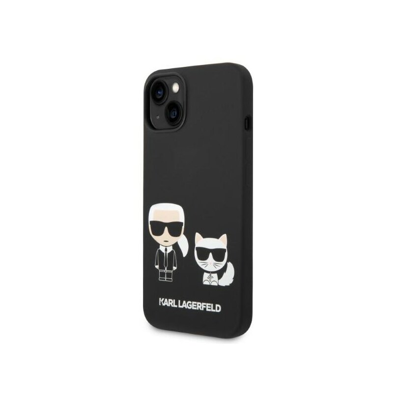 Husa Karl Lagerfeld iPhone 14 Plus Silicone Liquid MagSafe, Karl&Choupette, negru, KLHMP14MSSKCK