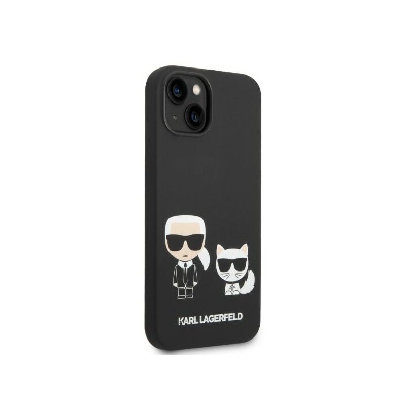 Husa Karl Lagerfeld iPhone 14 Plus Silicone Liquid MagSafe, Karl&Choupette, negru, KLHMP14MSSKCK