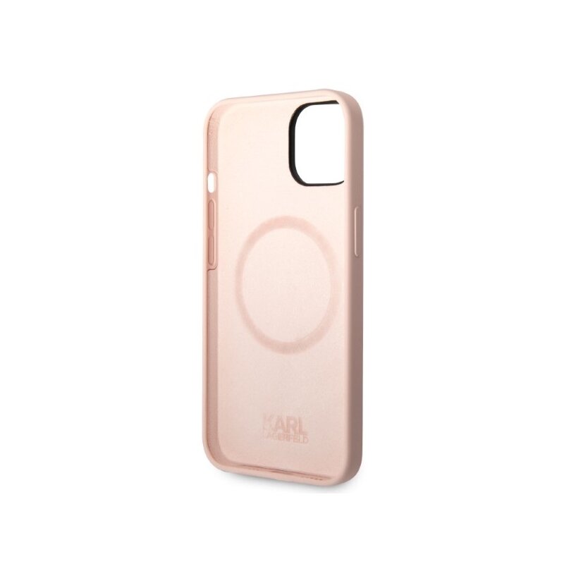 Husa Karl Lagerfeld iPhone 14 Plus Silicone MagSafe, Ikonik, roz, KLHMP14MSNIKBCP