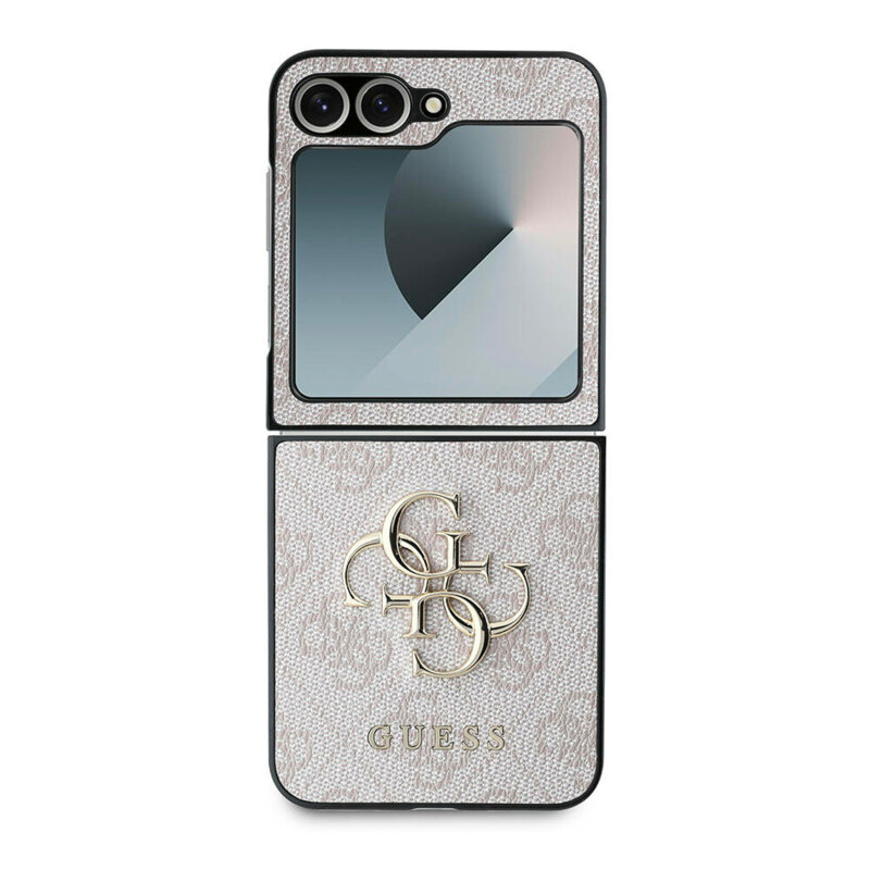 Husa Samsung Galaxy Z Flip6 Guess Leather 4G Metal Logo, roz, GUHCZF64GMGPI