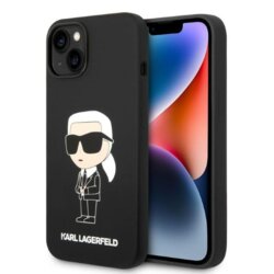 Husa Karl Lagerfeld iPhone 14 Plus Silicone MagSafe, Ikonik, negru, KLHMP14MSNIKBCK