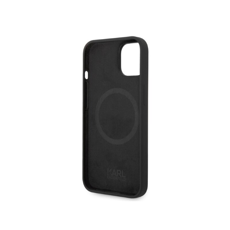 Husa Karl Lagerfeld iPhone 14 Plus Silicone MagSafe, Ikonik, negru, KLHMP14MSNIKBCK