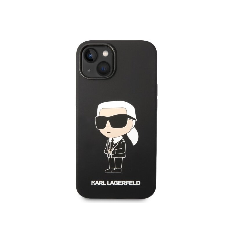 Husa Karl Lagerfeld iPhone 14 Plus Silicone MagSafe, Ikonik, negru, KLHMP14MSNIKBCK