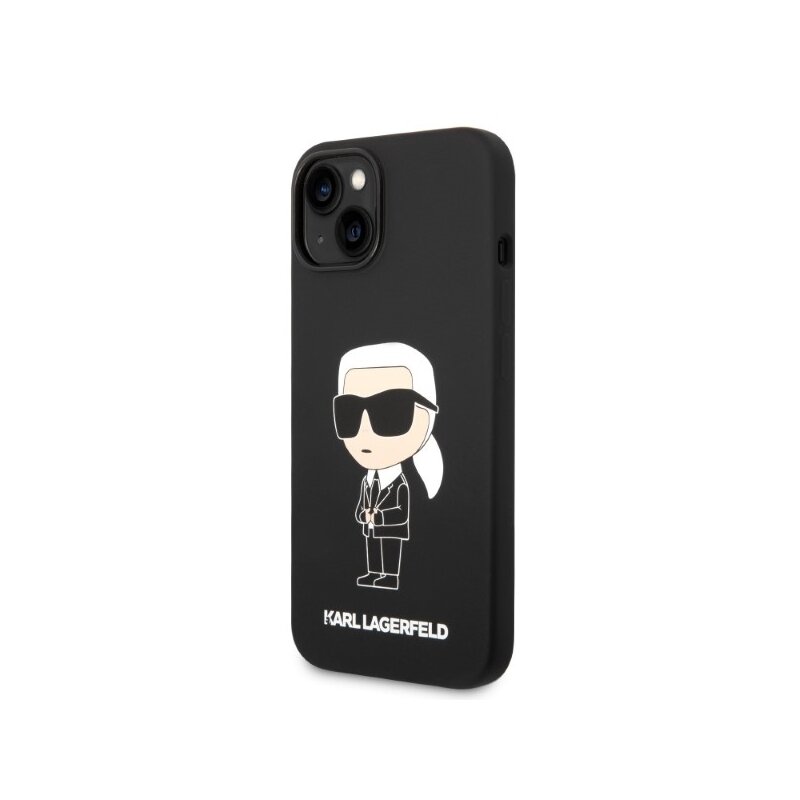 Husa Karl Lagerfeld iPhone 14 Plus Silicone MagSafe, Ikonik, negru, KLHMP14MSNIKBCK