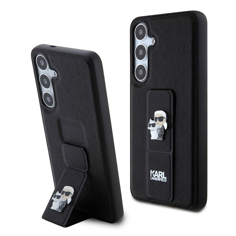 Husa originala Samsung Galaxy S24 Plus Karl Lagerfeld Saffiano Gripstand, Karl&Choupette, negru, KLHCS24MGSAKCPK