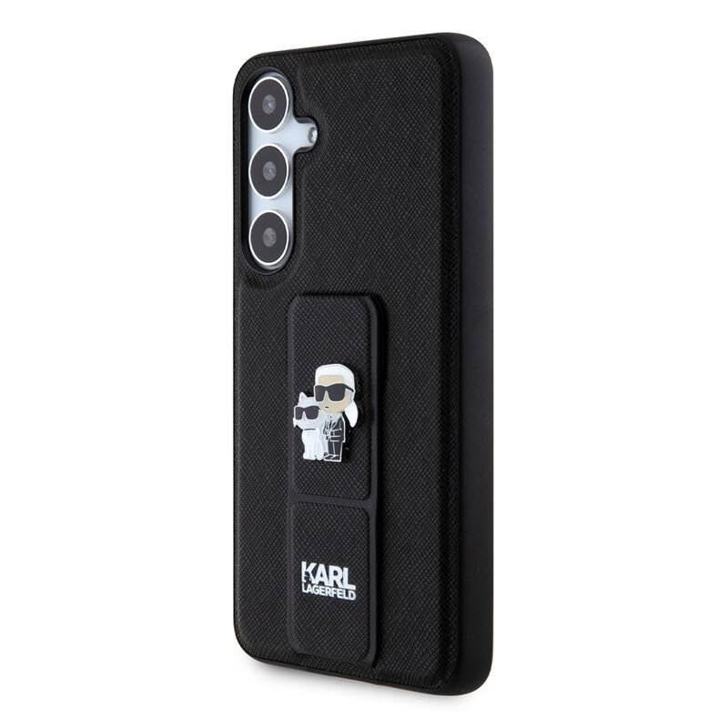 Husa originala Samsung Galaxy S24 Plus Karl Lagerfeld Saffiano Gripstand, Karl&Choupette, negru, KLHCS24MGSAKCPK