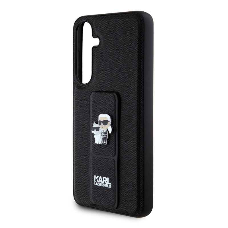 Husa originala Samsung Galaxy S24 Plus Karl Lagerfeld Saffiano Gripstand, Karl&Choupette, negru, KLHCS24MGSAKCPK