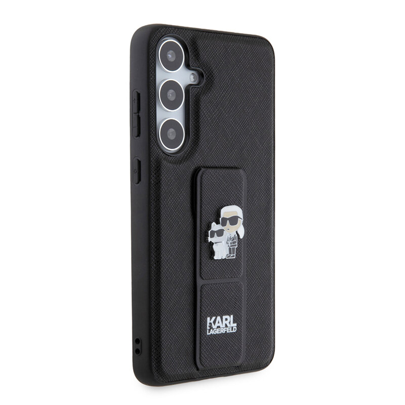 Husa originala Samsung Galaxy S24 Plus Karl Lagerfeld Saffiano Gripstand, Karl&Choupette, negru, KLHCS24MGSAKCPK