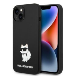 Husa Karl Lagerfeld iPhone 15 Plus Silicone MagSafe, Choupette, negru, KLHMP14MSNCHBCK