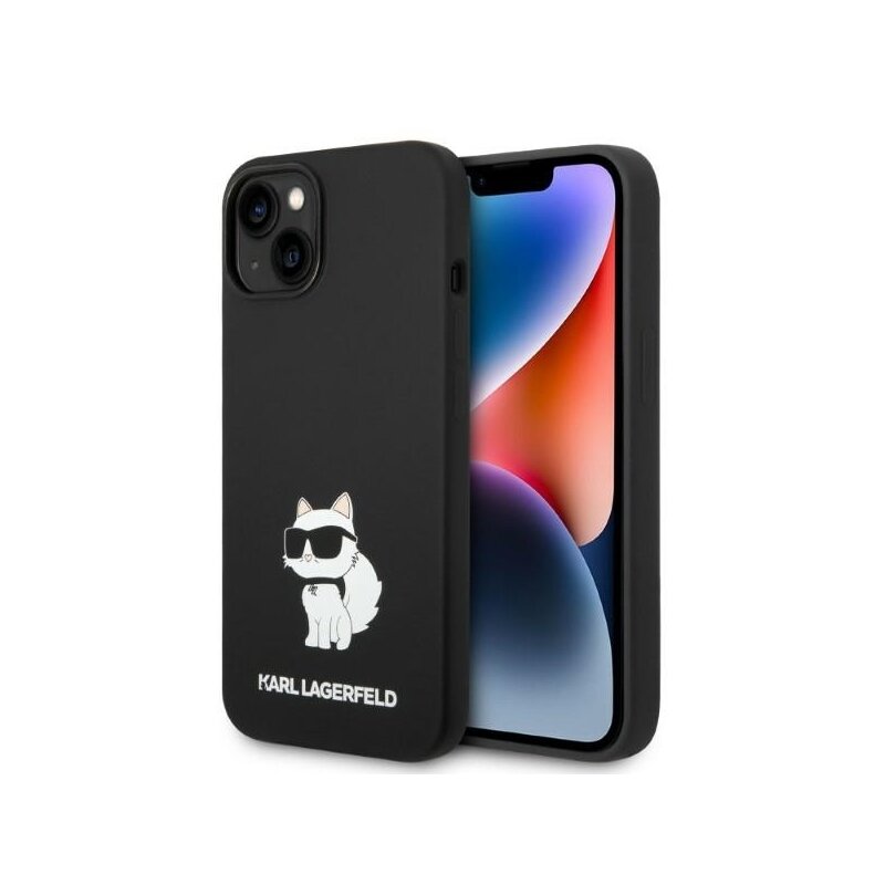 Husa Karl Lagerfeld iPhone 15 Plus Silicone MagSafe, Choupette, negru, KLHMP14MSNCHBCK