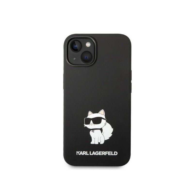 Husa Karl Lagerfeld iPhone 15 Plus Silicone MagSafe, Choupette, negru, KLHMP14MSNCHBCK