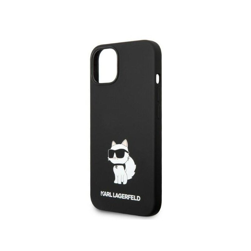 Husa Karl Lagerfeld iPhone 15 Plus Silicone MagSafe, Choupette, negru, KLHMP14MSNCHBCK