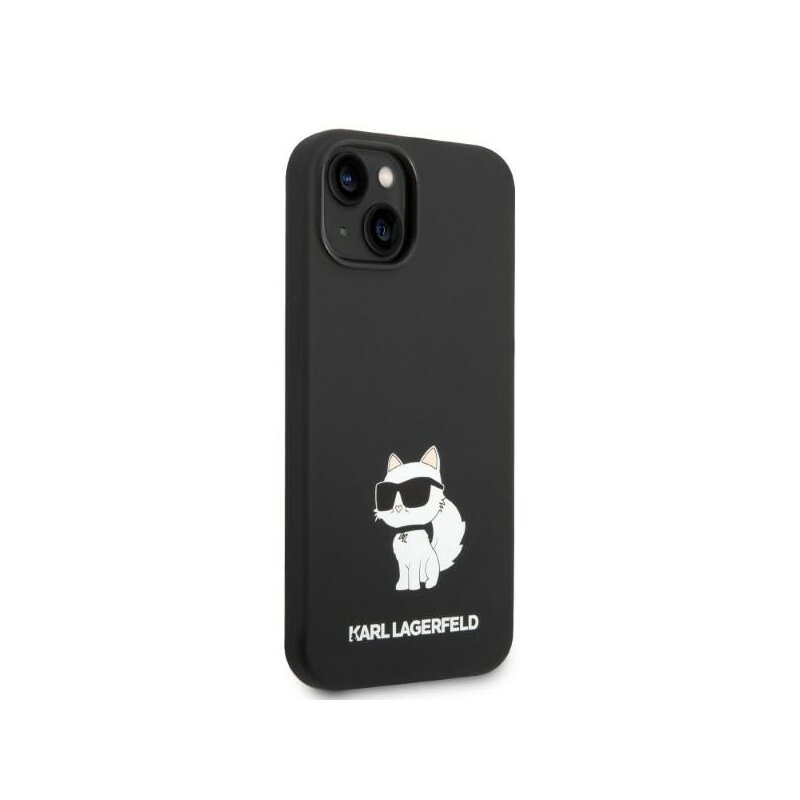 Husa Karl Lagerfeld iPhone 15 Plus Silicone MagSafe, Choupette, negru, KLHMP14MSNCHBCK
