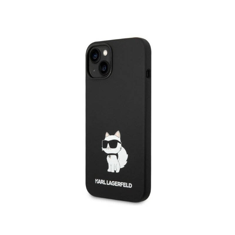 Husa Karl Lagerfeld iPhone 15 Plus Silicone MagSafe, Choupette, negru, KLHMP14MSNCHBCK