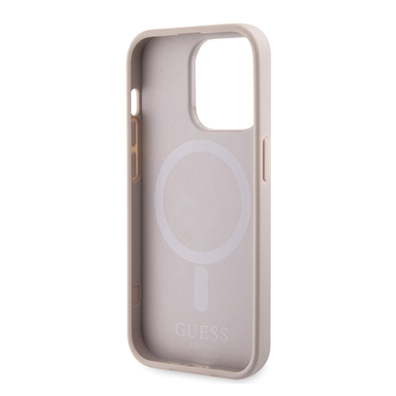 Husa originala Guess iPhone 15 Pro Max Hardcase 4G Printed Stripes MagSafe, roz, GUHMP15XP4RPSP