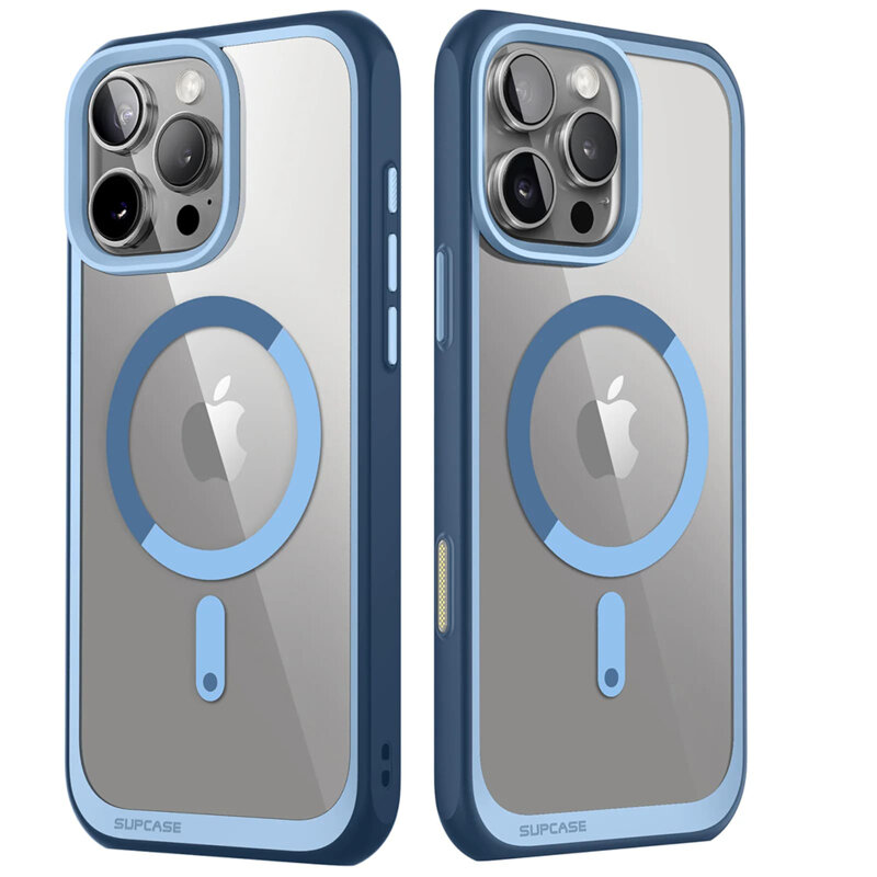 Husa iPhone 16 Pro Max Supcase Unicorn Beetle Slim Clear MagSafe, bleu