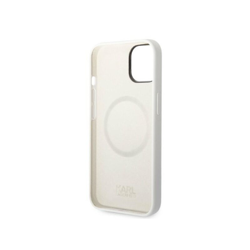 Husa Karl Lagerfeld iPhone 14 Plus Silicone MagSafe, Choupette, alb, KLHMP14MSNCHBCH