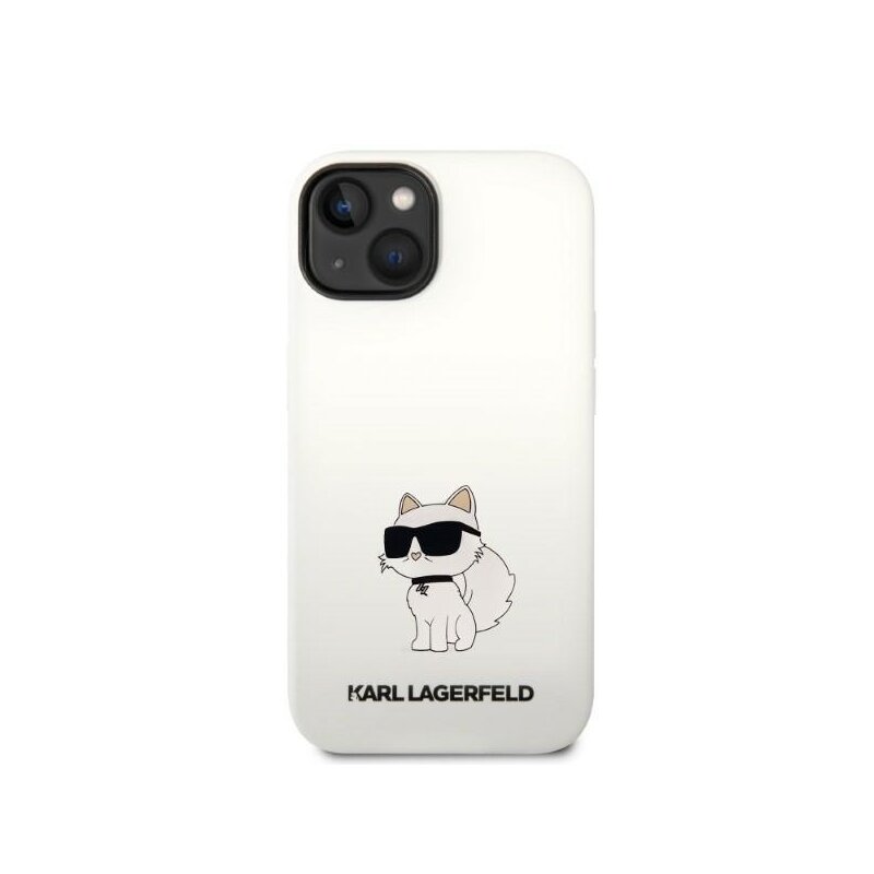 Husa Karl Lagerfeld iPhone 14 Plus Silicone MagSafe, Choupette, alb, KLHMP14MSNCHBCH
