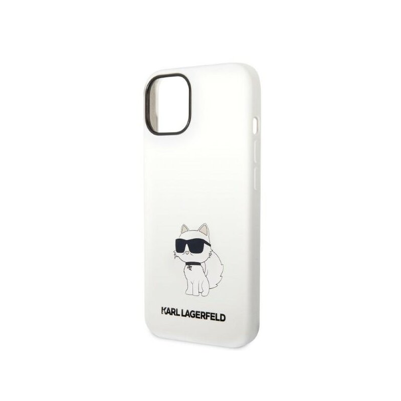 Husa Karl Lagerfeld iPhone 14 Plus Silicone MagSafe, Choupette, alb, KLHMP14MSNCHBCH