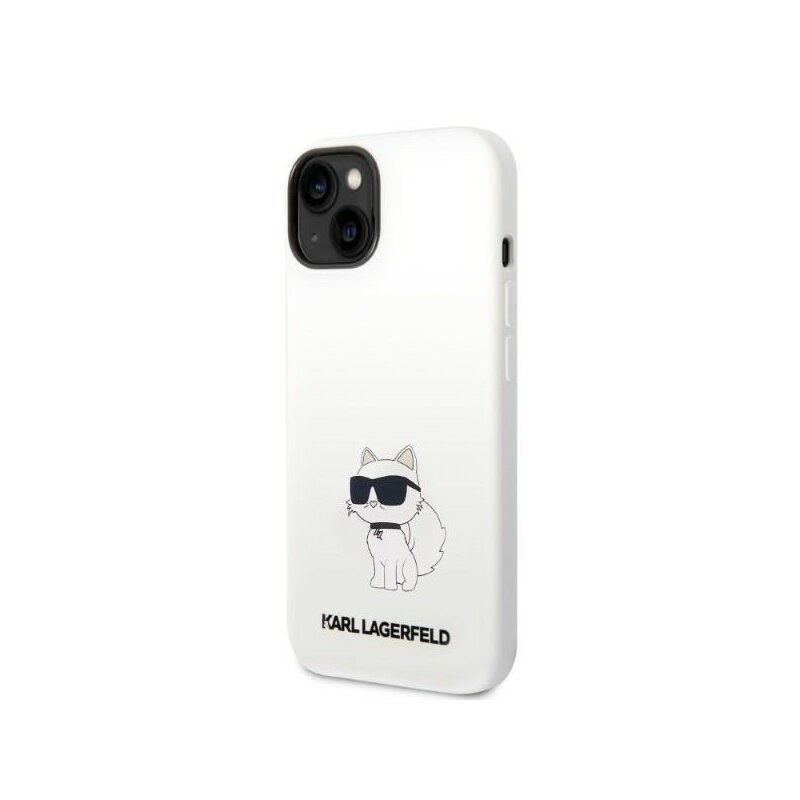 Husa Karl Lagerfeld iPhone 14 Plus Silicone MagSafe, Choupette, alb, KLHMP14MSNCHBCH