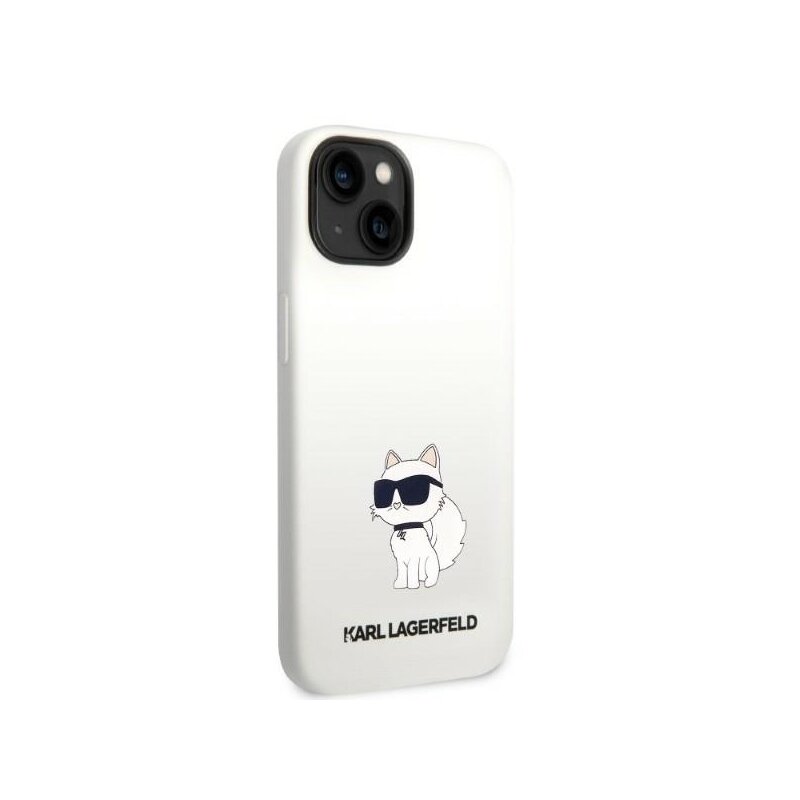 Husa Karl Lagerfeld iPhone 14 Plus Silicone MagSafe, Choupette, alb, KLHMP14MSNCHBCH