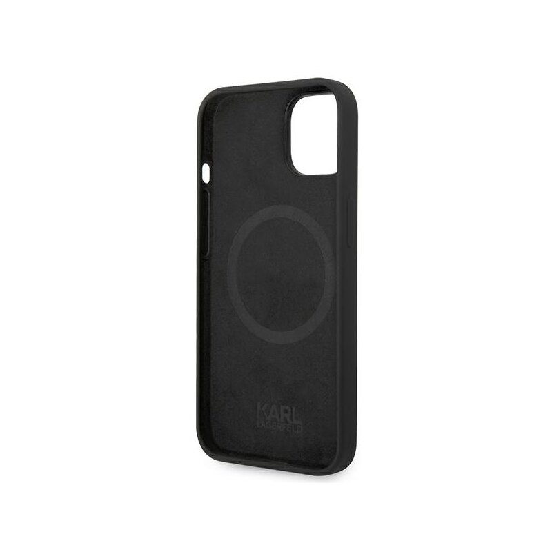 Husa Karl Lagerfeld iPhone 14 Plus Silicone MagSafe, Karl`s Head, negru, KLHMP14MSLKHBK
