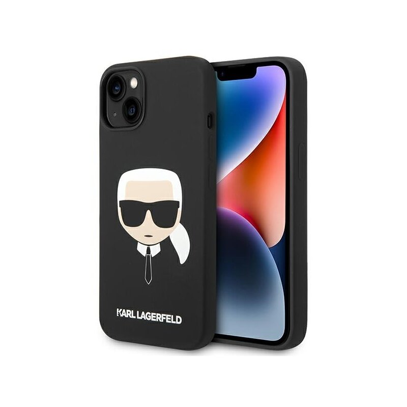 Husa Karl Lagerfeld iPhone 14 Plus Silicone MagSafe, Karl`s Head, negru, KLHMP14MSLKHBK