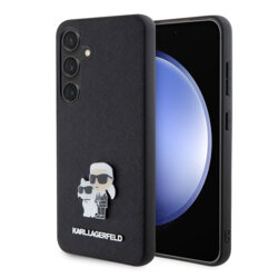 Husa originala Samsung Galaxy S24 Karl Lagerfeld Saffiano, Karl&Choupette Metal Pin, negru, KLHCS24SPSAKCMPK
