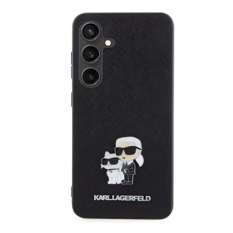 Husa originala Samsung Galaxy S24 Karl Lagerfeld Saffiano, Karl&Choupette Metal Pin, negru, KLHCS24SPSAKCMPK