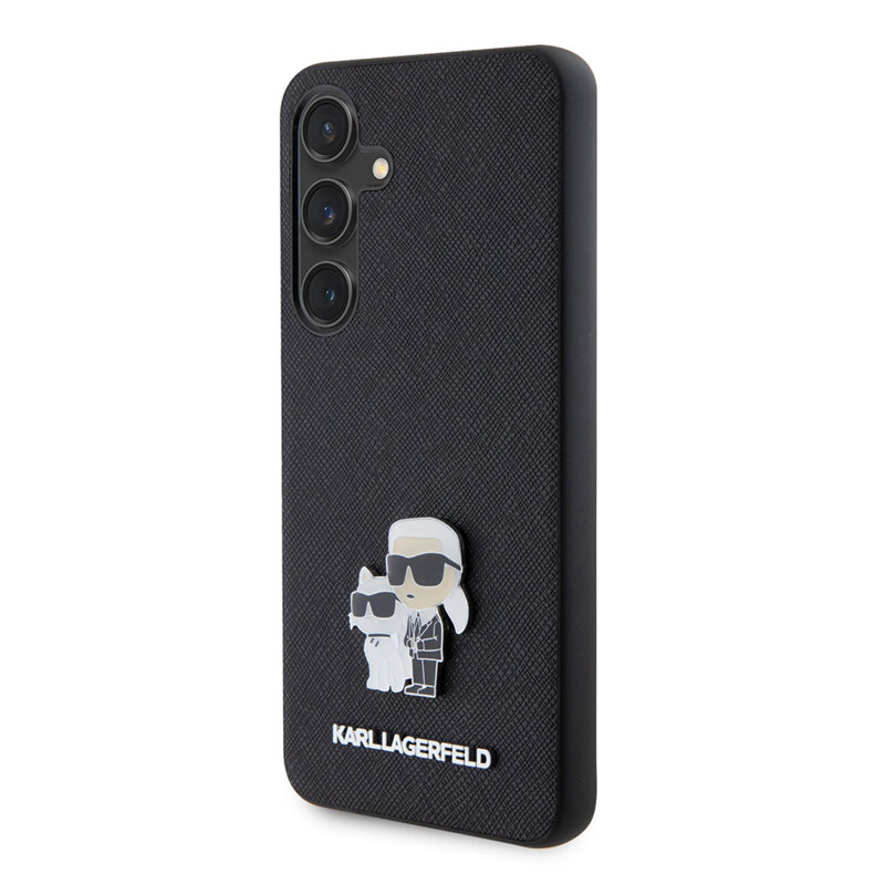Husa originala Samsung Galaxy S24 Karl Lagerfeld Saffiano, Karl&Choupette Metal Pin, negru, KLHCS24SPSAKCMPK