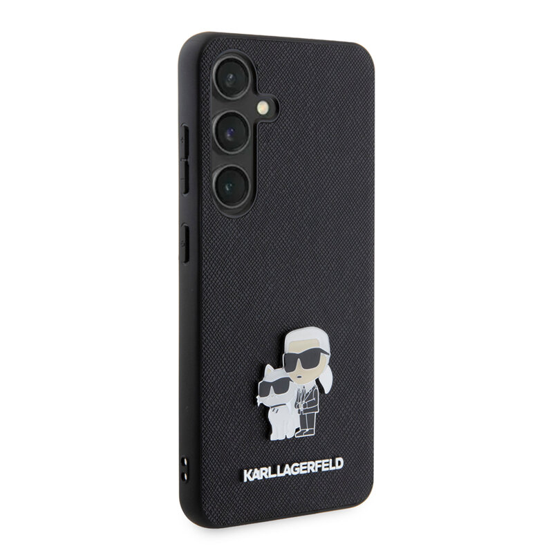 Husa originala Samsung Galaxy S24 Karl Lagerfeld Saffiano, Karl&Choupette Metal Pin, negru, KLHCS24SPSAKCMPK