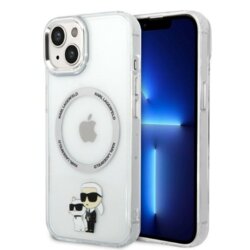 Husa iPhone 14 Plus Karl Lagerfeld Hardcase MagSafe, Iconic Karl&Choupette, clear, KLHMP14MHNKCIT
