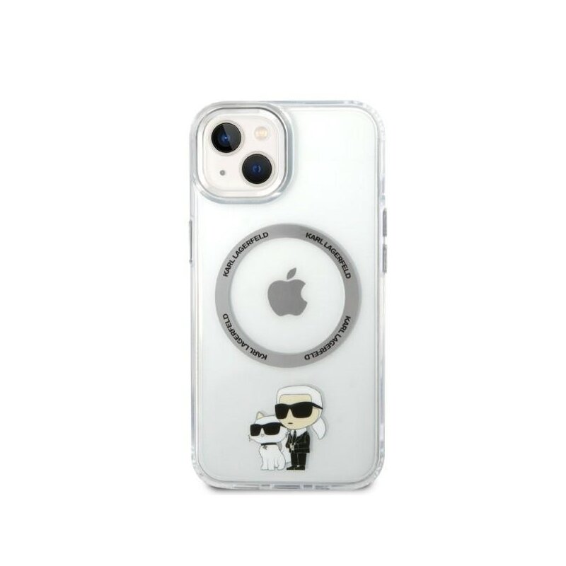 Husa iPhone 14 Plus Karl Lagerfeld Hardcase MagSafe, Iconic Karl&Choupette, clear, KLHMP14MHNKCIT