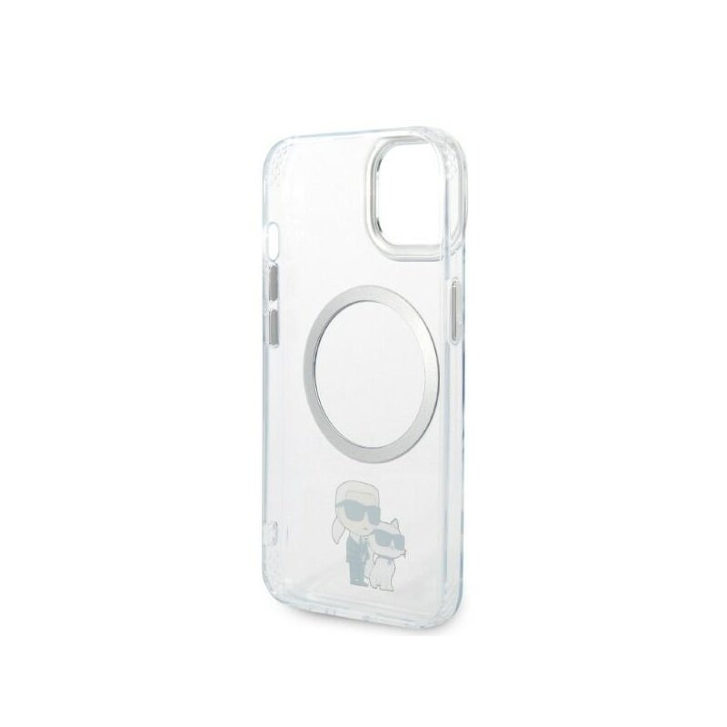 Husa iPhone 14 Plus Karl Lagerfeld Hardcase MagSafe, Iconic Karl&Choupette, clear, KLHMP14MHNKCIT