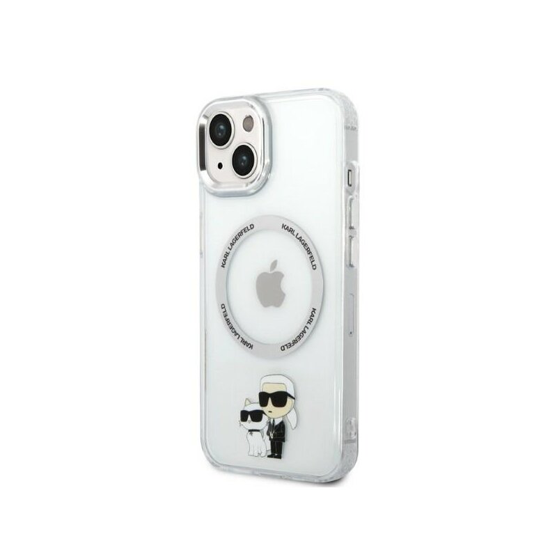 Husa iPhone 14 Plus Karl Lagerfeld Hardcase MagSafe, Iconic Karl&Choupette, clear, KLHMP14MHNKCIT