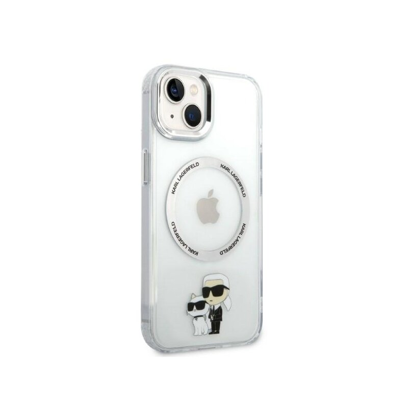 Husa iPhone 14 Plus Karl Lagerfeld Hardcase MagSafe, Iconic Karl&Choupette, clear, KLHMP14MHNKCIT