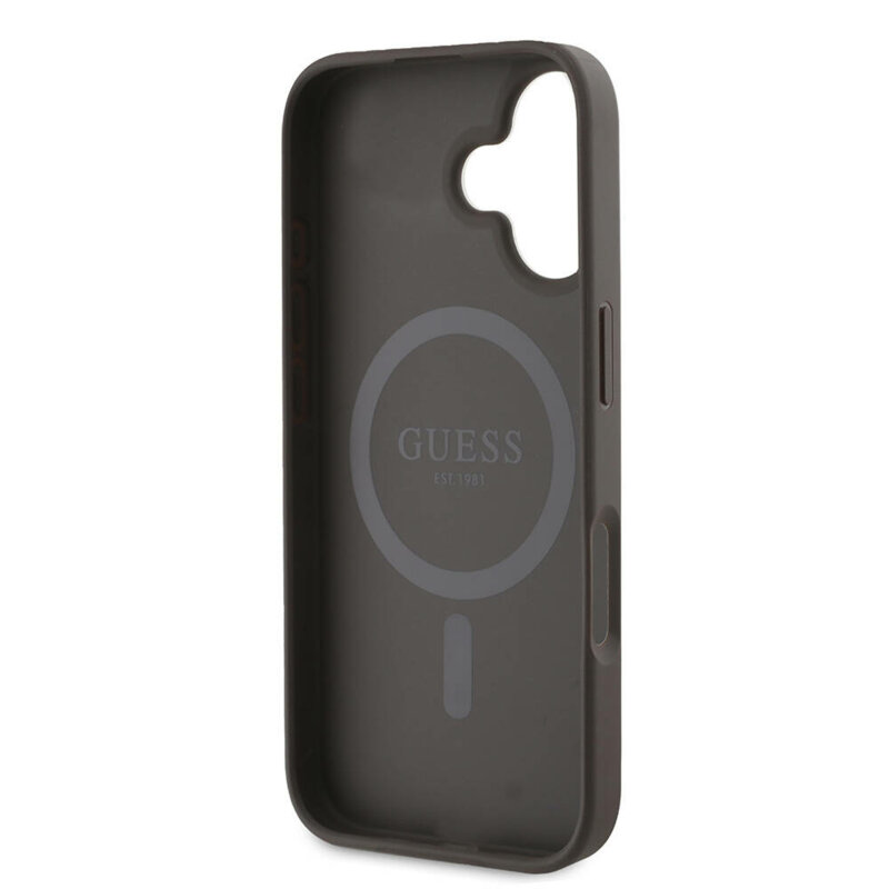 Husa originala Guess iPhone 16 Plus Hardcase 4G Printed Stripes MagSafe, maro, GUHMP16MP4RPSW