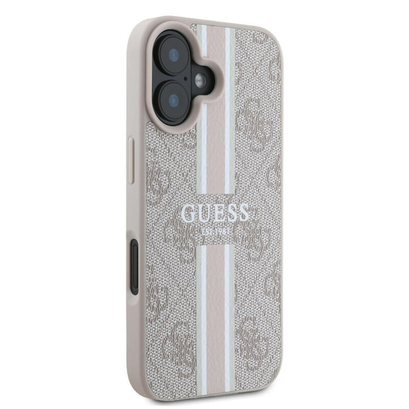 Husa originala Guess iPhone 16 Plus Hardcase 4G Printed Stripes MagSafe, roz, GUHMP16MP4RPSP
