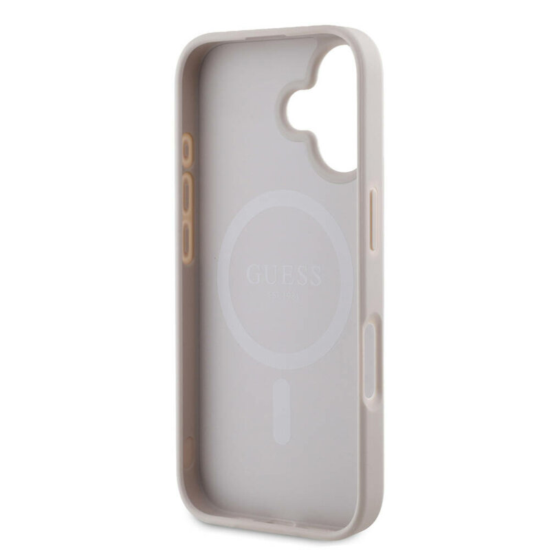Husa originala Guess iPhone 16 Plus Hardcase 4G Printed Stripes MagSafe, roz, GUHMP16MP4RPSP