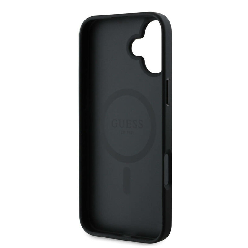 Husa originala Guess iPhone 16 Plus Hardcase 4G Printed Stripes MagSafe, negru, GUHMP16MP4RPSK