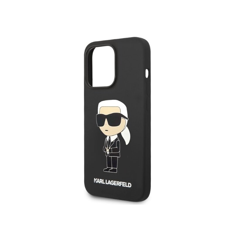 Husa Karl Lagerfeld iPhone 14 Pro Silicone MagSafe, Ikonik, negru, KLHMP14LSNIKBCK