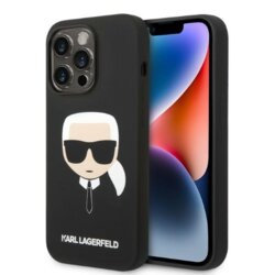 Husa Karl Lagerfeld iPhone 14 Pro Silicone MagSafe, Karl`s Head, negru, KLHMP14LSLKHBK