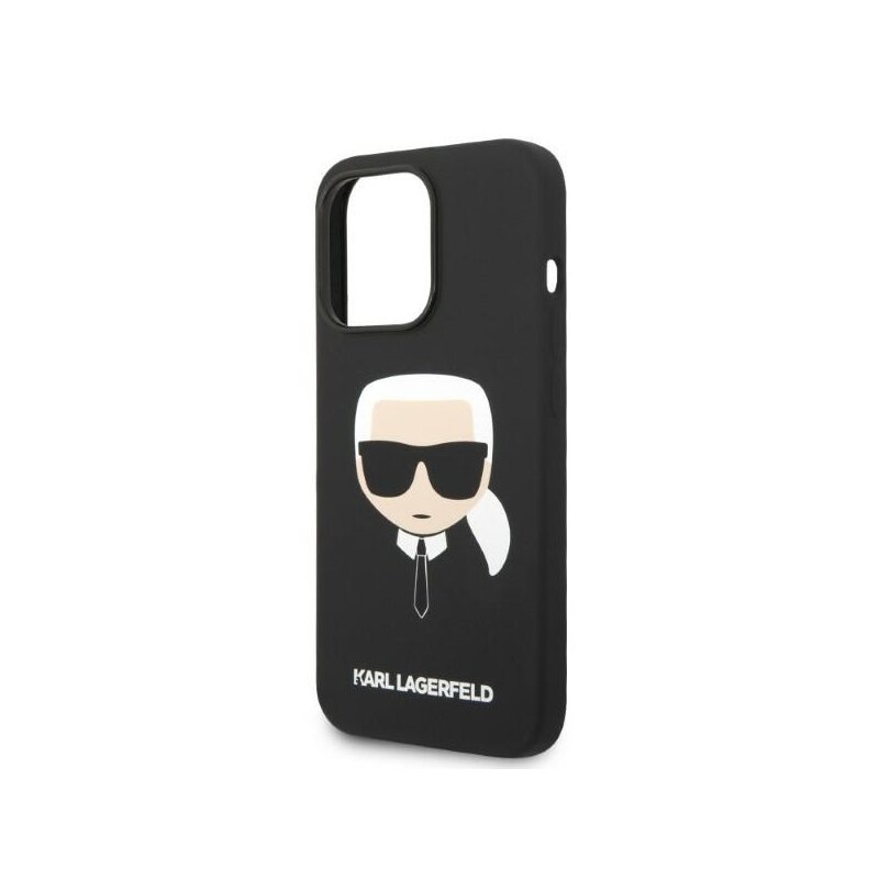 Husa Karl Lagerfeld iPhone 14 Pro Silicone MagSafe, Karl`s Head, negru, KLHMP14LSLKHBK