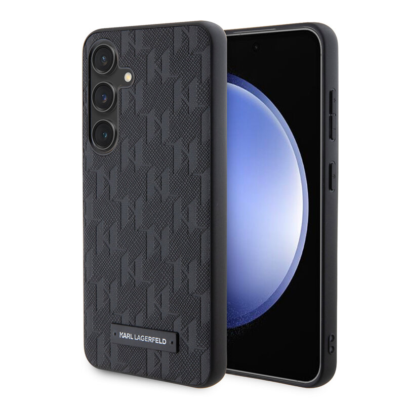 Husa originala Samsung Galaxy S24 Karl Lagerfeld Saffiano, Mono Metal Logo, negru, KLHCS24SSAKLHPK