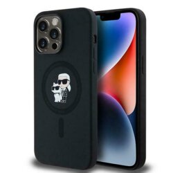 Husa Karl Lagerfeld iPhone 14 Pro Silicone MagSafe, Karl&Choupette, negru, KLHMP14LSCMKCRHK