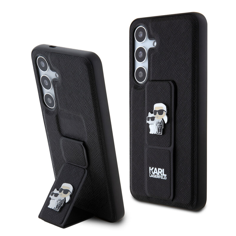 Husa originala Samsung Galaxy S24 Karl Lagerfeld Saffiano Gripstand, Karl&Choupette, negru, KLHCS24SGSAKCPK