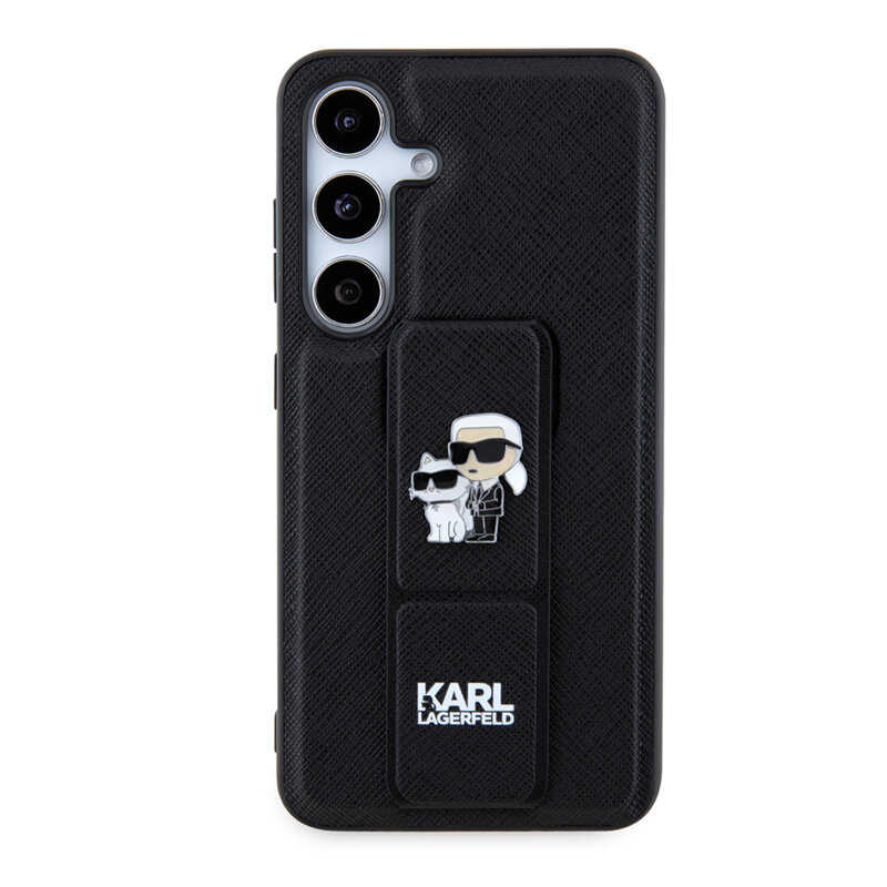 Husa originala Samsung Galaxy S24 Karl Lagerfeld Saffiano Gripstand, Karl&Choupette, negru, KLHCS24SGSAKCPK