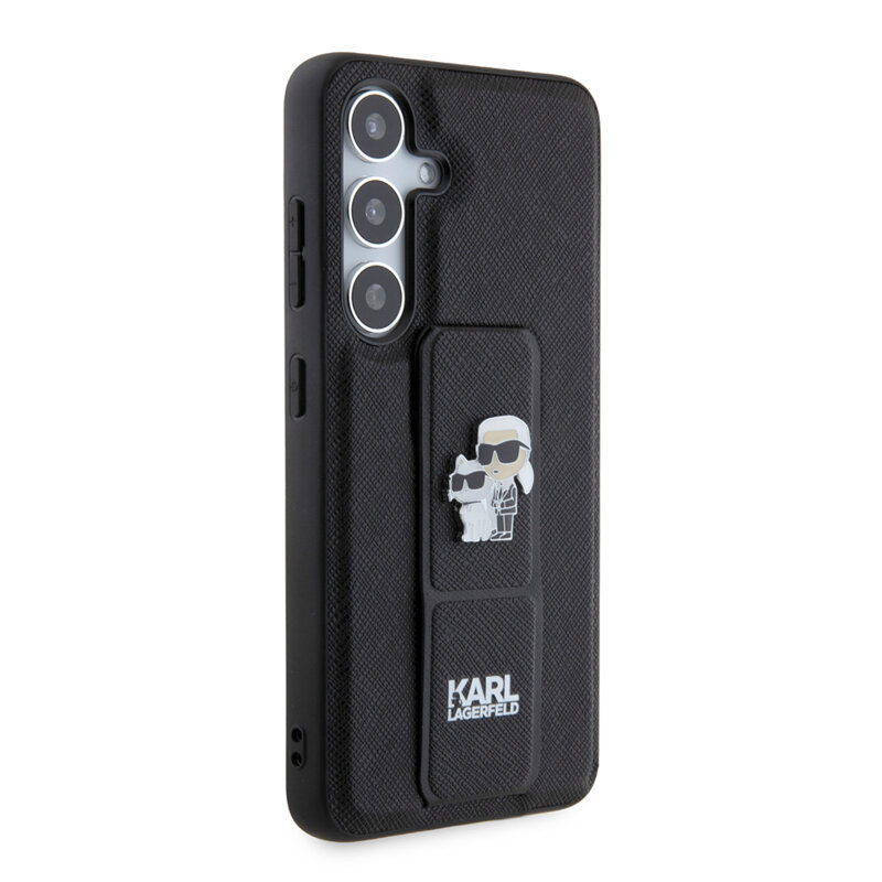 Husa originala Samsung Galaxy S24 Karl Lagerfeld Saffiano Gripstand, Karl&Choupette, negru, KLHCS24SGSAKCPK